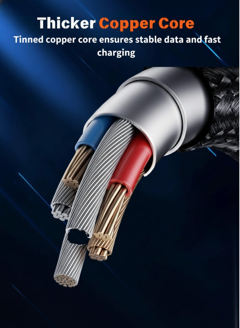 كابل USB-C إلى Lightning بطول 1 متر - شحن سريع بتقنية PD، مضفر من النايلون، مزامنة بيانات بسرعة 480 ميجابت في الثانية، كابل Type-C إلى Lightning لأجهزة iPhone 14 و14 Plus و14 Pro و14 Pro Max وiPhone 13 و13 Pro و12 و11 وXS وSE وiPad 9 (أسود) - Image 5