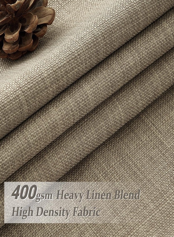PleatedDrapes ستائر معتمة من الكتان بلون بيج رمادي مزدوج الطبقات، طولها 96 بوصة، مناسبة لغرفة النوم. ستائر نوافذ ريفية معزولة، مطوية بشكل محكم، تحجب الضوء، طولها 40 × 96 بوصة، لونها بني فاتح، قطعتان. - Image 2