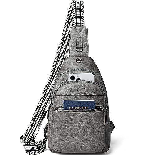 LATMAP 7L Sling Bag For Women Faux Leather Anti Theft Small Casual Daypack Backpack Fanny Pack Crossbody Chest Bags Purse Waterproof Dark Grey - Image 1