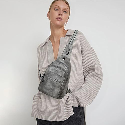 LATMAP 7L Sling Bag For Women Faux Leather Anti Theft Small Casual Daypack Backpack Fanny Pack Crossbody Chest Bags Purse Waterproof Dark Grey - Image 2