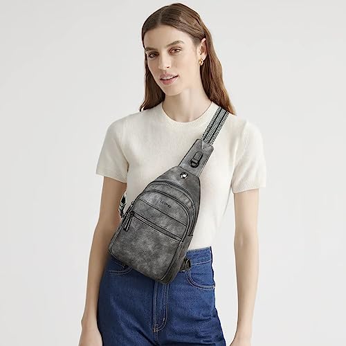 LATMAP 7L Sling Bag For Women Faux Leather Anti Theft Small Casual Daypack Backpack Fanny Pack Crossbody Chest Bags Purse Waterproof Dark Grey - Image 3