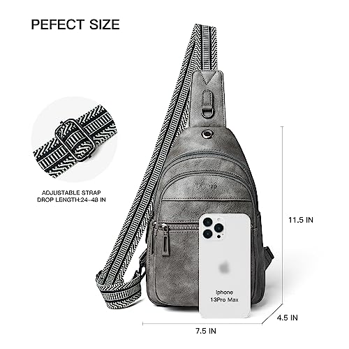 LATMAP 7L Sling Bag For Women Faux Leather Anti Theft Small Casual Daypack Backpack Fanny Pack Crossbody Chest Bags Purse Waterproof Dark Grey - Image 4