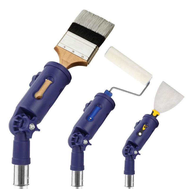 Foxtrot MultiAngle Paint Brush Extender  Extension Pole Attachment Holder for Paint Brush Roller Scraper  Rotating Head Secure Handle Grip  Easily Reach Ceilings Walls Corner Edges  Blue