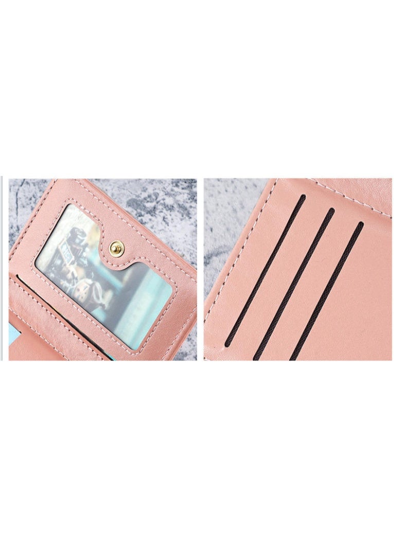 Women's small wallet leather new hand-held coin purse two-in-one zipper three-fold card case integrated storage bag - Image 3