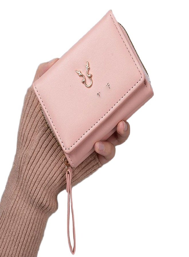 Women's small wallet leather new hand-held coin purse two-in-one zipper three-fold card case integrated storage bag - Image 2