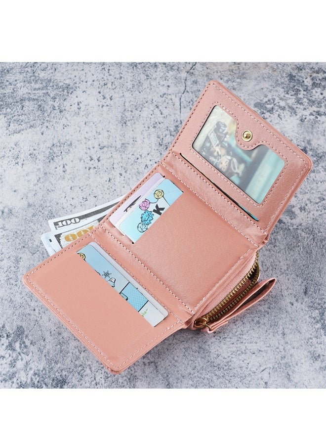 Women's small wallet leather new hand-held coin purse two-in-one zipper three-fold card case integrated storage bag - Image 4