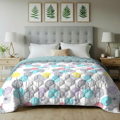 Urban Space AC Blanket for Single Bed, 120 GSM Microfiber 3 Layered Quilted Dohar, Soft Lightweight Reversible Printed Blanket Bed for All Season (Turkey - 145cm x 225cm, Single Size) - Image 1