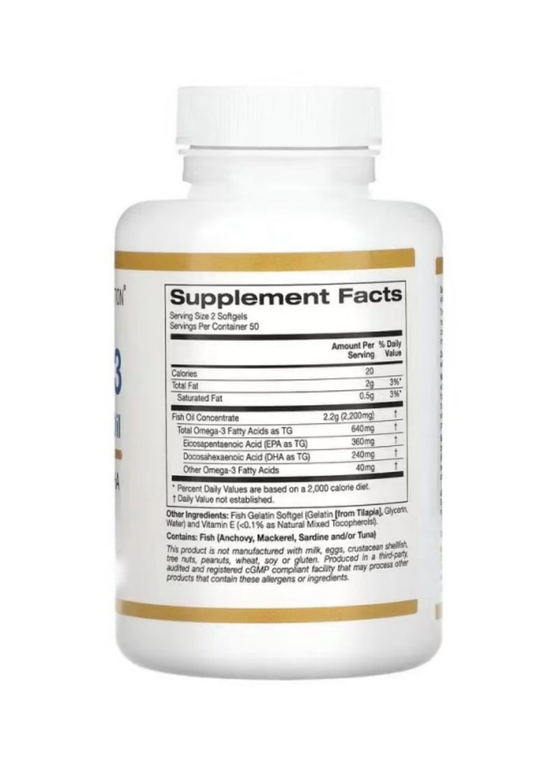 California Gold Nutrition - Premium Omega-3 Fish Oil Concentrated Formula With Epa and Dha for Optimal Lipid Profile and Immune Support Gluten-free 100 Fish Gelatin Softgels - Image 1