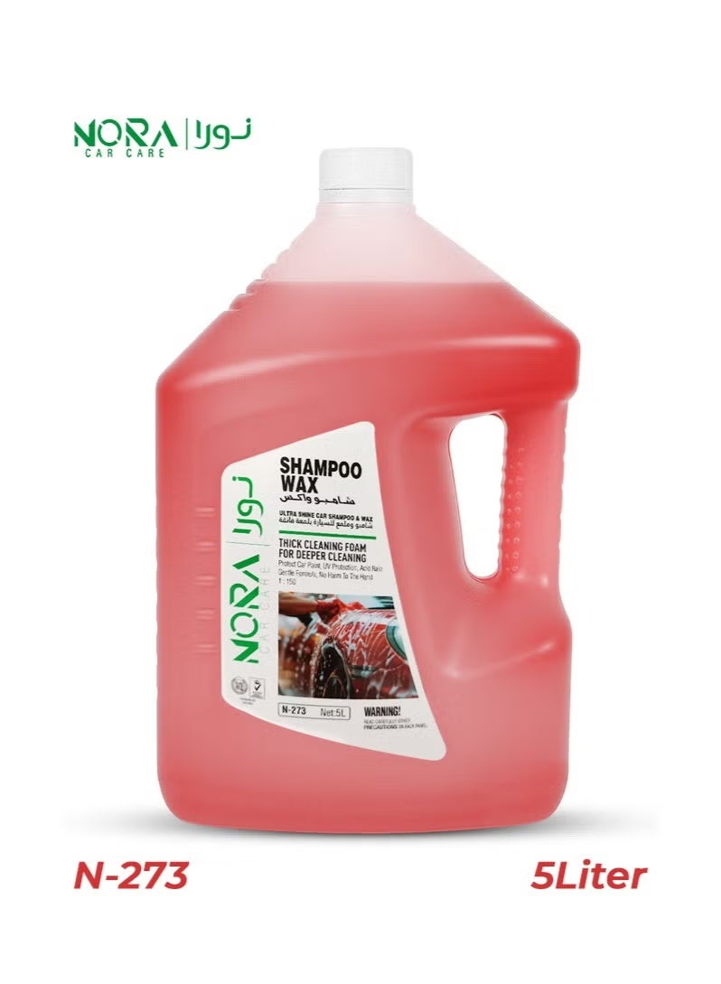 NORA Car Care Shampoo Wax 5L High Foam Car Wash Shampoo with Wax, Thick Cleaning Foam, UV Protection, Scratch-Free Formula, Lemon Fragrance, Biodegradable, Safe for Paint, Plastic, Vinyl & Tyres, N-273 - Image 2