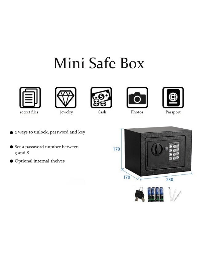 Electronic Deluxe Digital Security Safe Box Key Keypad Lock Home Office Hotel Business Jewelry Cash Use Storage money (BLACK) - Image 2