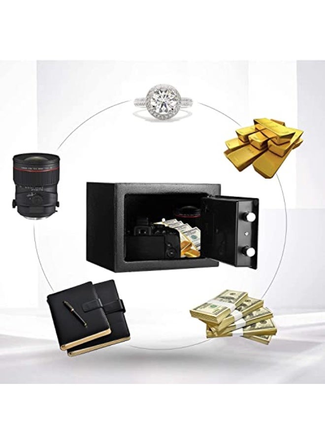 صندوق صغير مقاوم للحريق مزود بلوحة مفاتيح إلكترونية، خزنة أمان كبيرة السعة للمنزل والمكتب، لحماية الأشياء الثمينة والوثائق والمجوهرات والنقود (9.1 بوصة × 6.7 بوصة × 6.7 بوصة) - Image 2