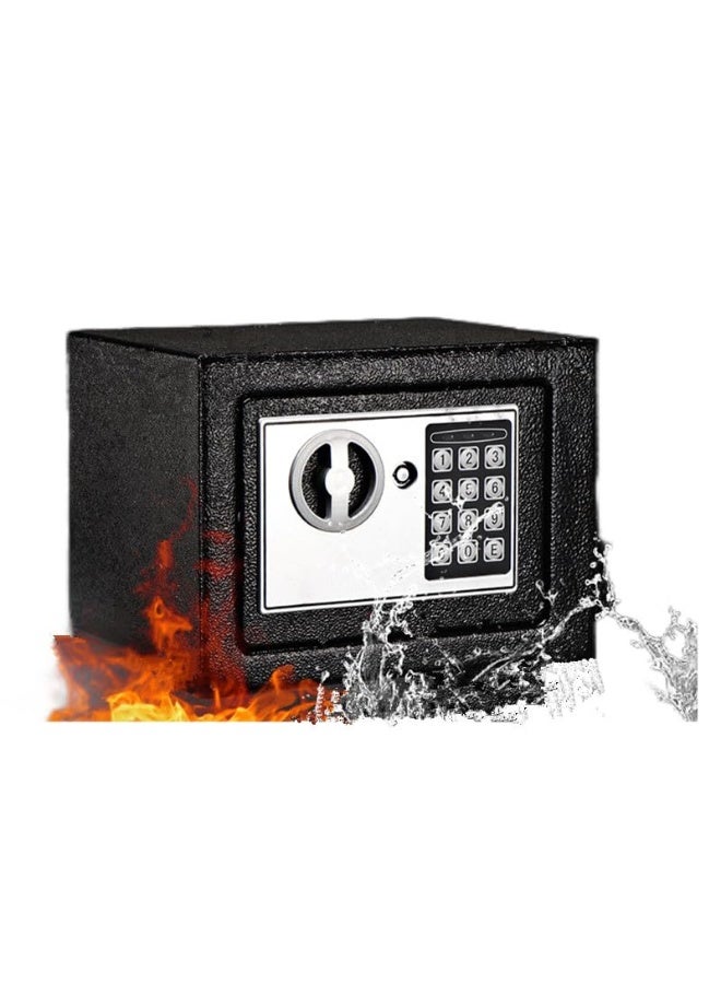 صندوق صغير مقاوم للحريق مزود بلوحة مفاتيح إلكترونية، خزنة أمان كبيرة السعة للمنزل والمكتب، لحماية الأشياء الثمينة والوثائق والمجوهرات والنقود (9.1 بوصة × 6.7 بوصة × 6.7 بوصة) - Image 1