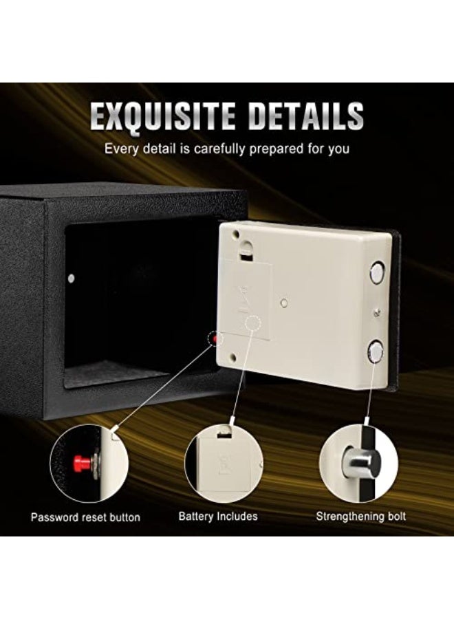 صندوق صغير مقاوم للحريق مزود بلوحة مفاتيح إلكترونية، خزنة أمان كبيرة السعة للمنزل والمكتب، لحماية الأشياء الثمينة والوثائق والمجوهرات والنقود (9.1 بوصة × 6.7 بوصة × 6.7 بوصة) - Image 5