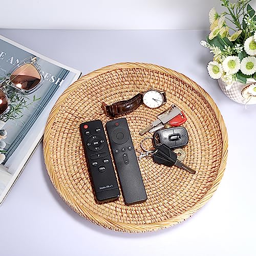 Hipiwe Round Key Basket Bowl for Entryway Table 118 Large Rattan Tray Decorative Ottoman Trays Centerpiece for Coffee Table HandWoven Fruit Basket Wicker Serving Trays - Image 3