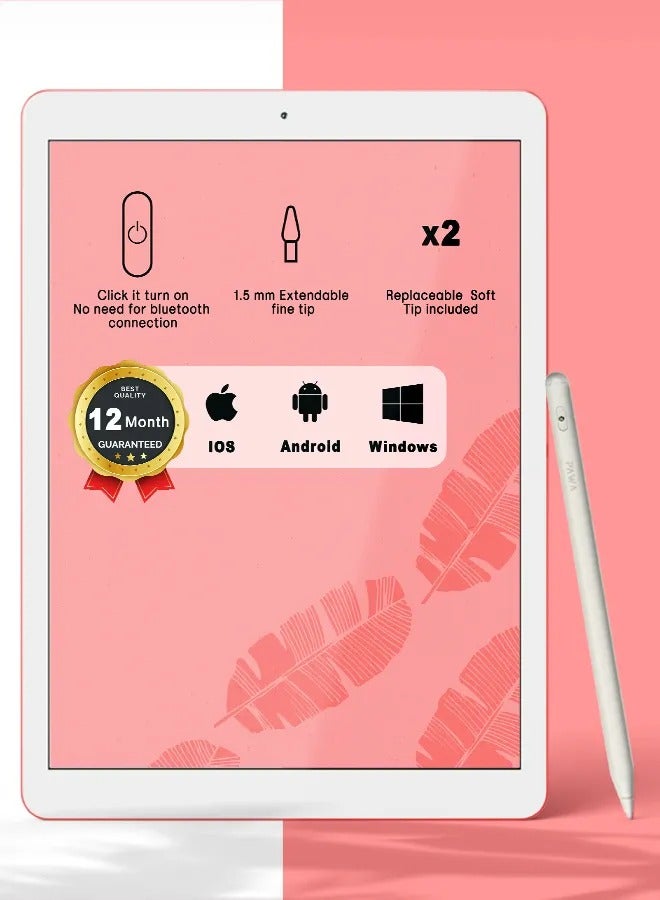 Pawa Smart Universal Pencil / Compatible with any Capacitive Device / 10~12H Working Time / 1.5mm Fine Tip / 4 MIN Auto Power Off / 10 to 12 Hour Working Time - White - Image 2