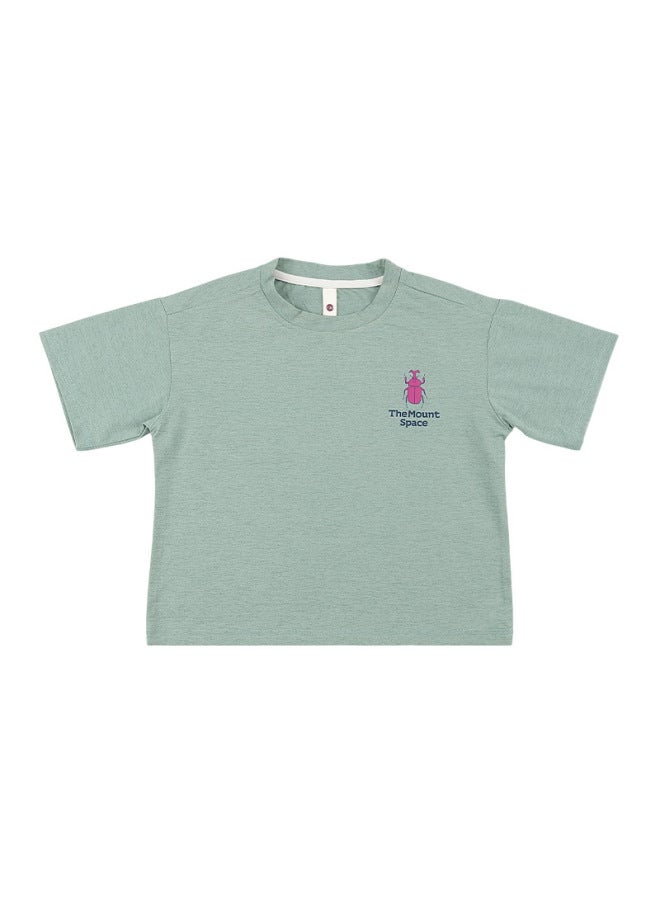 Girls' Short-sleeved T-shirt  Summer Mountain Style Outdoor Children's Clothing Plant Print Kidsren's Short-sleeved Tops