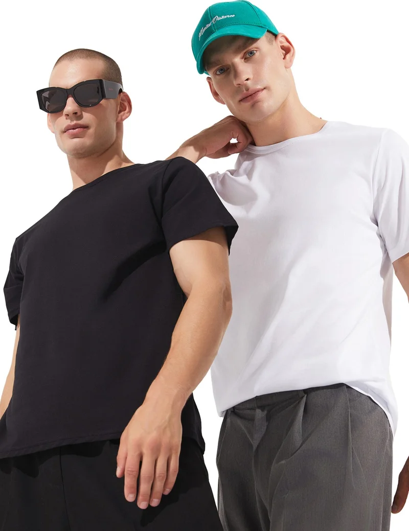 جون Black - White 2 Pack 100% Cotton Basic Men's T-Shirt