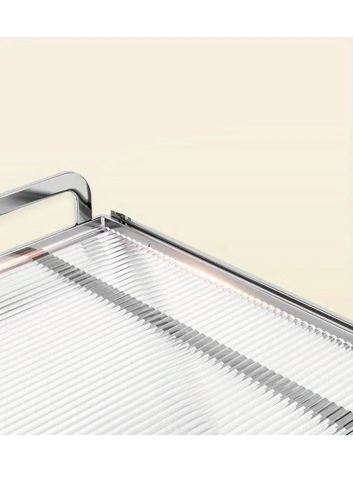 طلال رف منظم معدني ذهبي من طبقتين - رف تخزين متعدد الاستخدامات للمطبخ والحمام والغرفة | إطار معدني متين مقاوم للصدأ، قاعدة مانعة للانزلاق، تصميم أنيق للمنزل والمكتب - Image 3