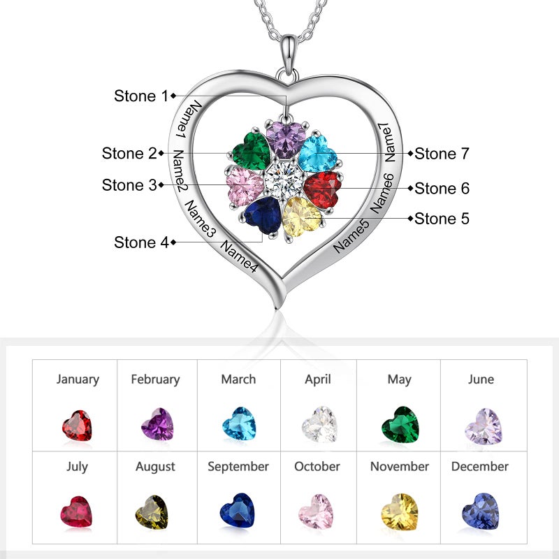Personalized 7 Birthstones And 7 Names Necklace Mothers Day Gift For Mom Wife Grandma - Image 4
