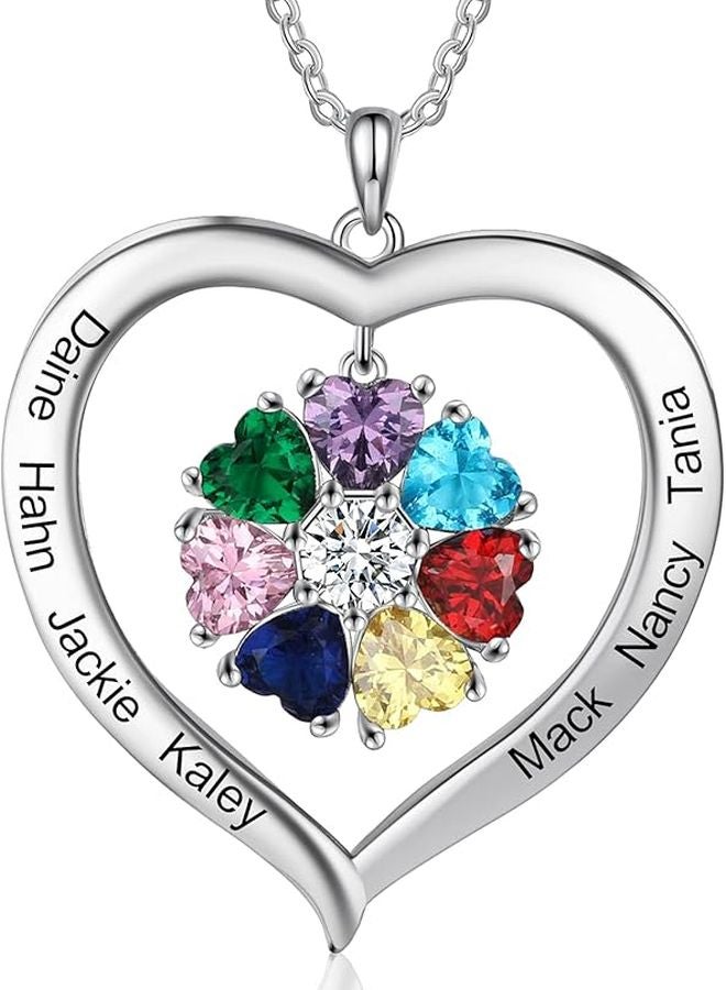 Personalized 7 Birthstones And 7 Names Necklace Mothers Day Gift For Mom Wife Grandma - Image 1