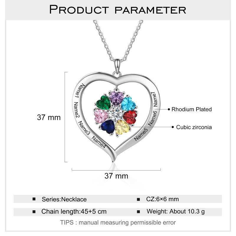 Personalized 7 Birthstones And 7 Names Necklace Mothers Day Gift For Mom Wife Grandma - Image 3
