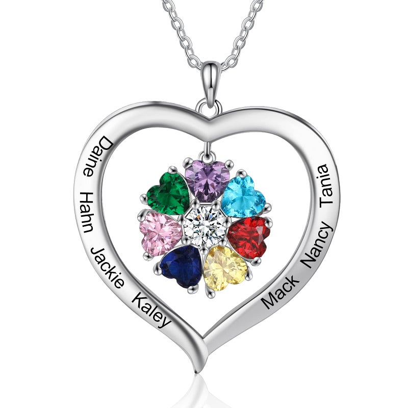 Personalized 7 Birthstones And 7 Names Necklace Mothers Day Gift For Mom Wife Grandma - Image 2