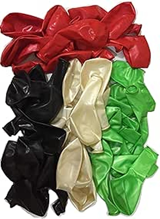 40 Pieces 12-inch red black green white flag colored pearl metallic balloons national day celebrations