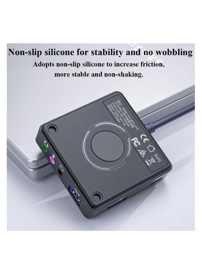 SYOSI - Max External Sound Card, USB Audio Adapter Fit for PC Windows, Mac, Linux, Laptops, Desktops, Stereo Sound Card with 3.5mm Interface & USB Interface, Volume Control, Plug & Play (6-in-1, Black) - Image 1