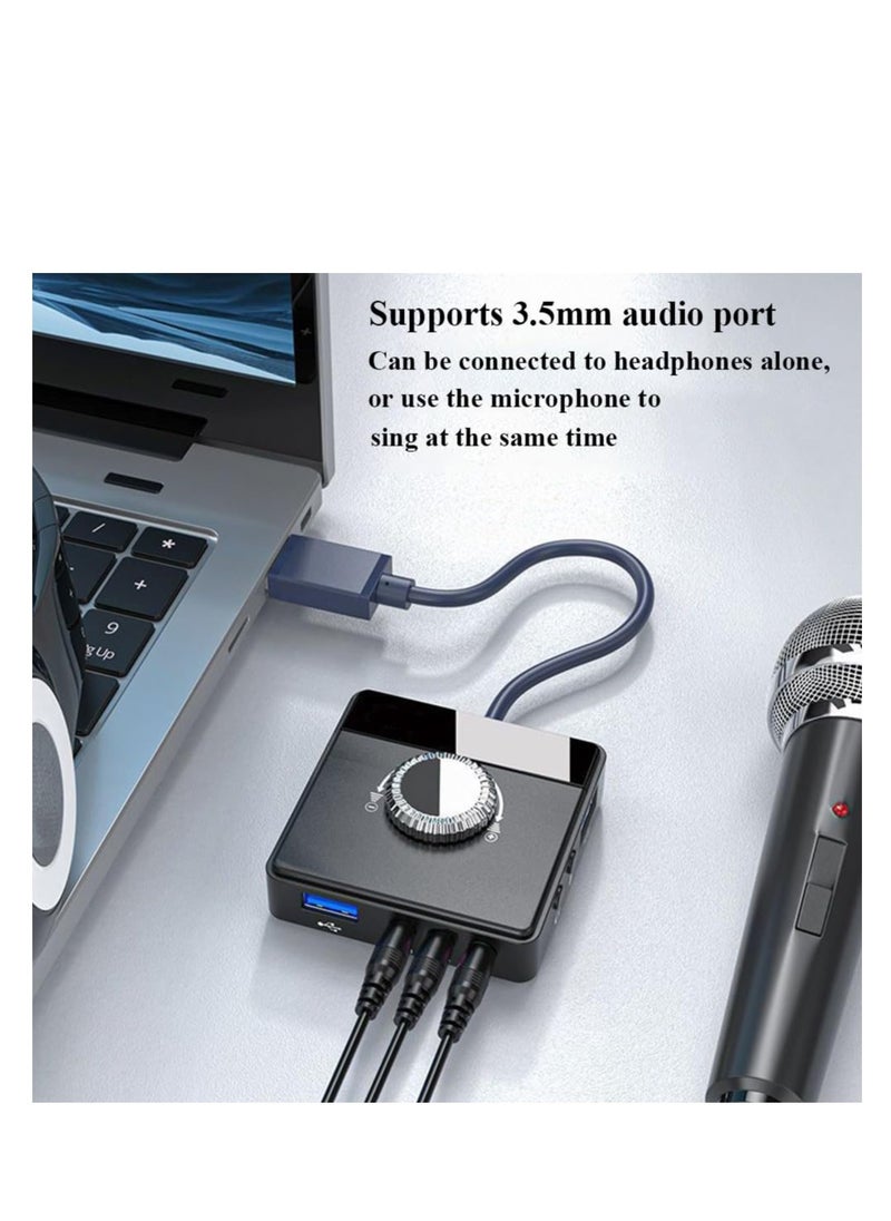 SYOSI - Max External Sound Card, USB Audio Adapter Fit for PC Windows, Mac, Linux, Laptops, Desktops, Stereo Sound Card with 3.5mm Interface & USB Interface, Volume Control, Plug & Play (6-in-1, Black) - Image 1