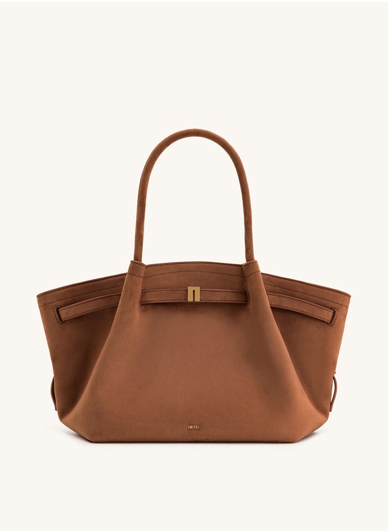 JW PEI Hana Medium Faux Suede Tote Brown  - Image 2