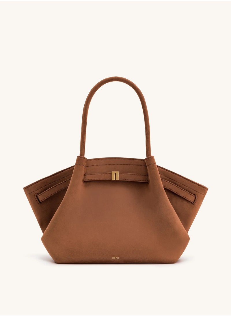 JW PEI Hana Medium Faux Suede Tote Brown  - Image 1