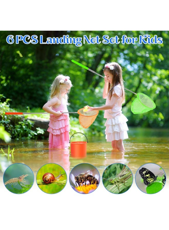 OSHIMA 6 Pcs Butterfly Nets Set, Extendable Butterfly Fishing Net, Children's Bug Discovery Kit with Bucket, Suitable for Children in Outdoor Garden Activities (Orange+Green+Blue) - Image 5