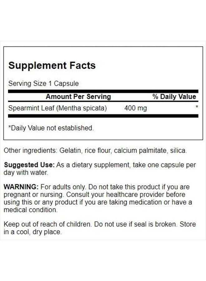 SWANSON ورقة النعناع الفلفلي (Mentha Spicata) - مكمل عشبي كامل الطيف يدعم صحة الجهاز الهضمي وقضايا المعدة الخفيفة - (60 كبسولة، 400 ملغ لكل منها) عبوتين - Image 2