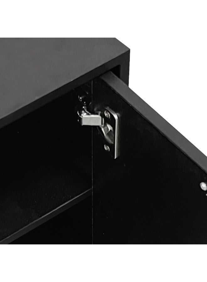 ebb & flow Modern Black Shoe Cabinet, MDF Wooden Storage Unit with Adjustable Shelves, 39 × 23 × 61 cm - Image 5