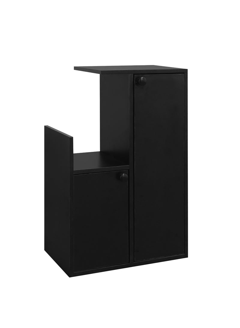 ebb & flow Modern Black Shoe Cabinet, MDF Wooden Storage Unit with Adjustable Shelves, 39 × 23 × 61 cm - Image 2