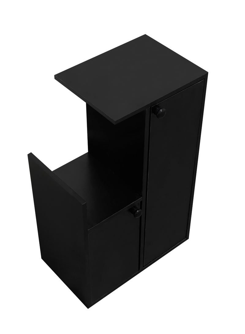 ebb & flow Modern Black Shoe Cabinet, MDF Wooden Storage Unit with Adjustable Shelves, 39 × 23 × 61 cm - Image 3