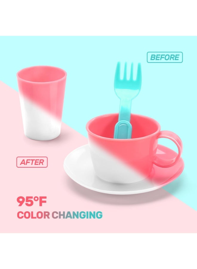 CUTE STONE Color Changing Play Kitchen Sink Toys, Children Electric Dishwasher Playing Toy with Running Water,Upgraded Real Faucet and Play Dishes,Pretend Role Play Toys for Kids Boys Girls - Image 3