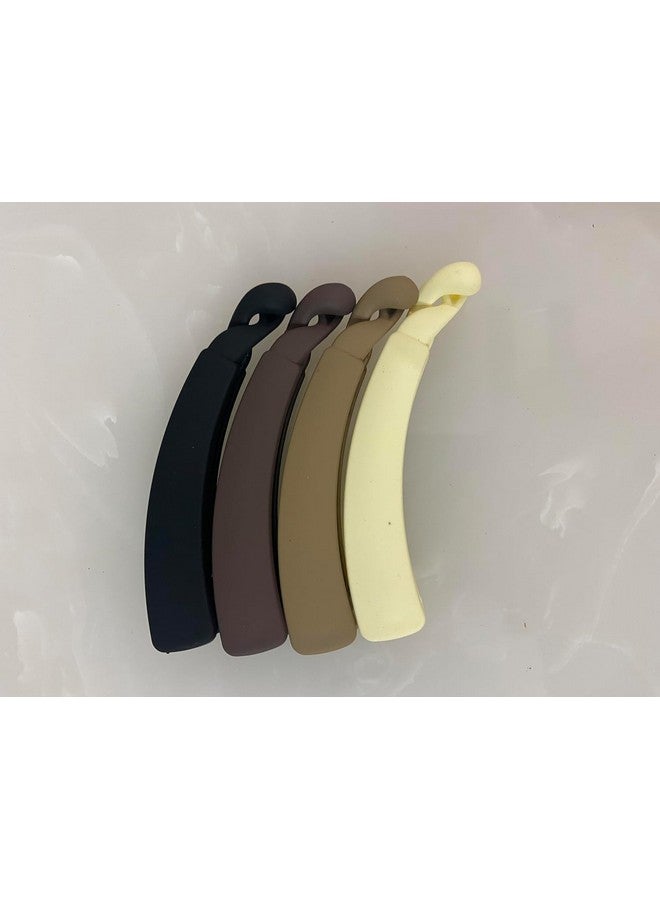 SUN Ring SUNRING Banana Hair Clips for Women Thin Hair,Strong ponytail Matte Cute Banana Clip Hairs,No Slip Girl Ladies Fashionable Beauty Clamp Clasp Clip (Pack of 4, Dark shade) - Image 1