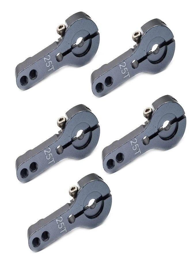 FainWan 5PCS 25T Aluminum Servo Horns M3 Threads Metal Steering Arm for RC Car Truck Buggy Airplane,Gray - Image 1