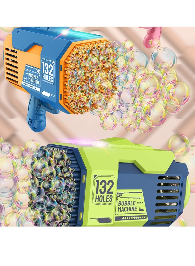 TIGER 132-Hole Gatling Bubble Gun with Colorful LED Lights | Electric Bubble Launcher with Bubble Liquid for Kids & Adults, Perfect for Outdoor & Indoor Parties, Weddings, and Gardens - Blue - Image 3