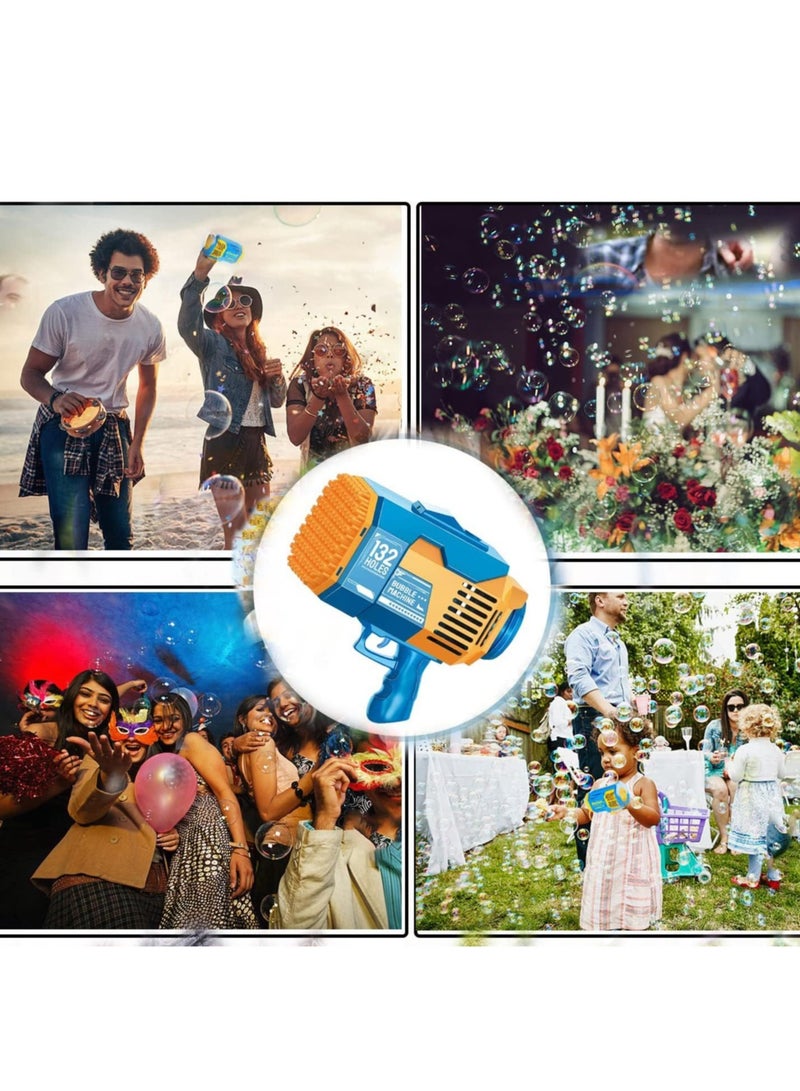 TIGER 132-Hole Gatling Bubble Gun with Colorful LED Lights | Electric Bubble Launcher with Bubble Liquid for Kids & Adults, Perfect for Outdoor & Indoor Parties, Weddings, and Gardens - Blue - Image 5