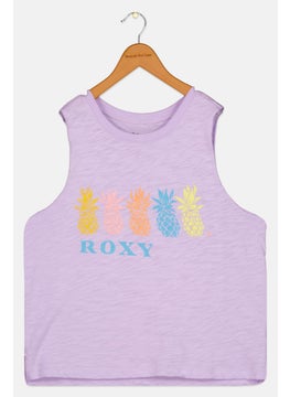 Kids Girl Graphic Printed Sleeveless Top, Light Purple