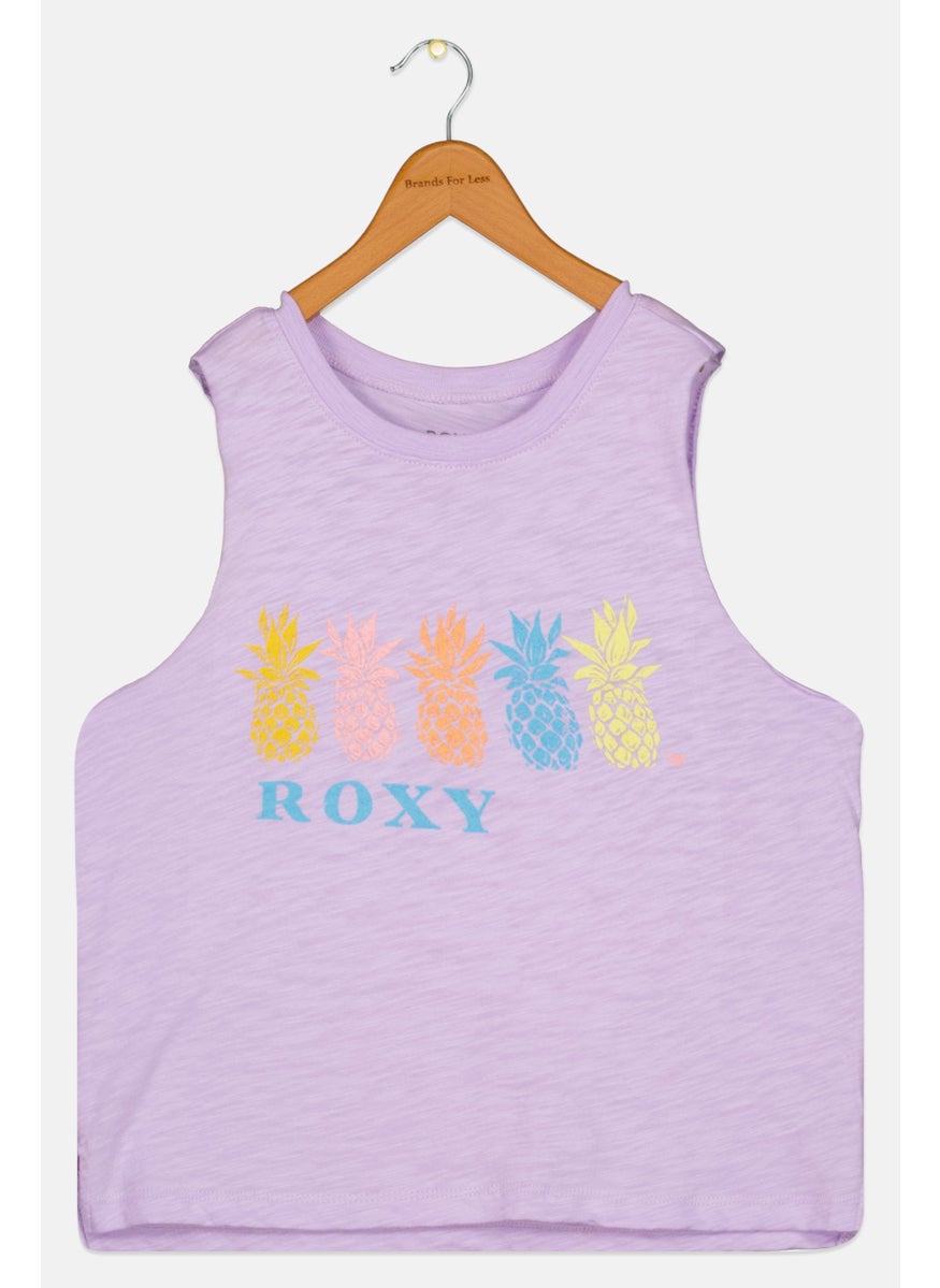 Roxy - Kids Girl Graphic Printed Sleeveless Top, Light Purple - Image 1