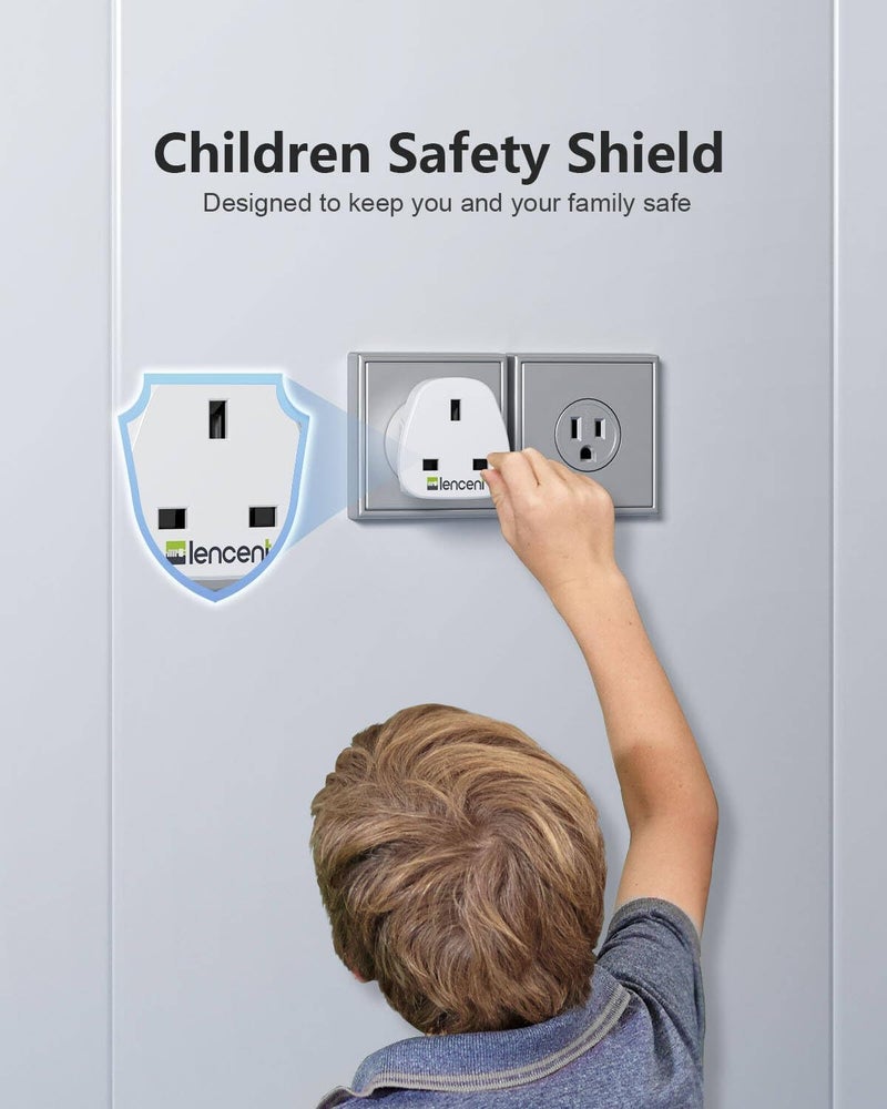 Lencent UK to US America Plug Adapter, 2 Pack Grounded USA Visitors Travel Converter, Converts All Type G Plugs from United Kingdom UK Singapore Malaysia UAE Ireland Malta Hongkong and etc. (Type B) - Image 5