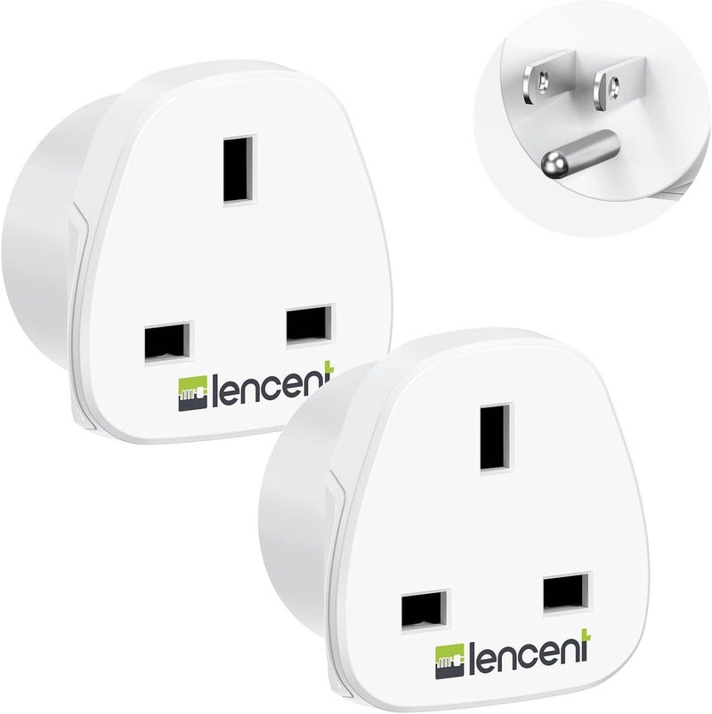 Lencent UK to US America Plug Adapter, 2 Pack Grounded USA Visitors Travel Converter, Converts All Type G Plugs from United Kingdom UK Singapore Malaysia UAE Ireland Malta Hongkong and etc. (Type B) - Image 1