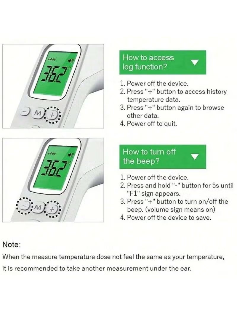 Infrared Digital Non-Contact Forehead Thermometer for Adults and Kids with Fever Alarm, Memory Function, LCD Display - Image 5
