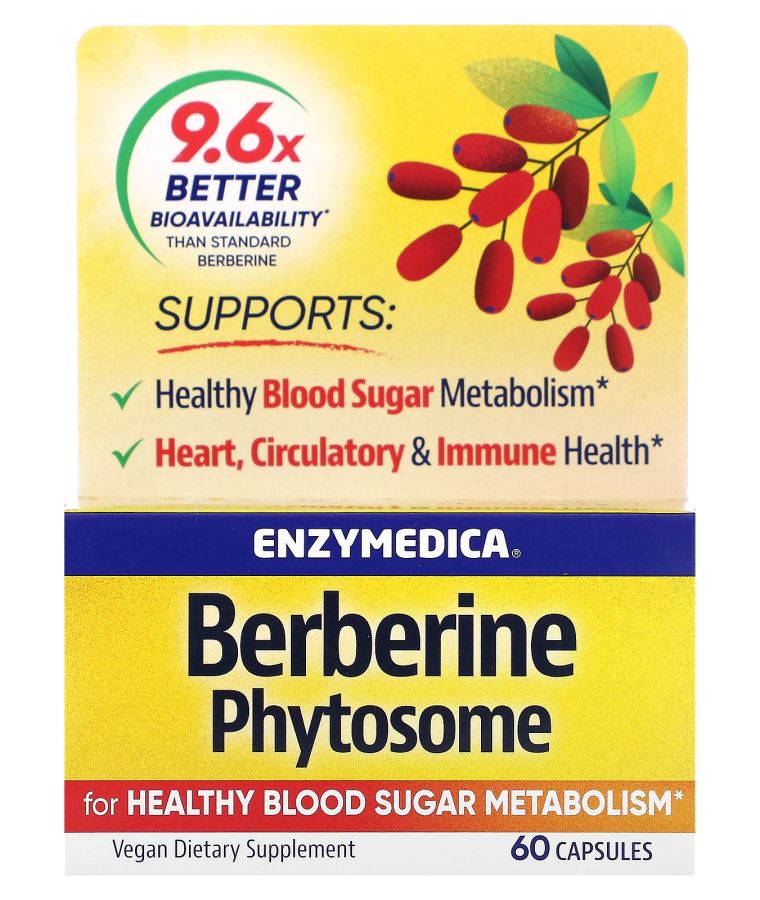 ENZYMEDICA Berberine Phytosome 60 Capsules (275 mg per Capsule)