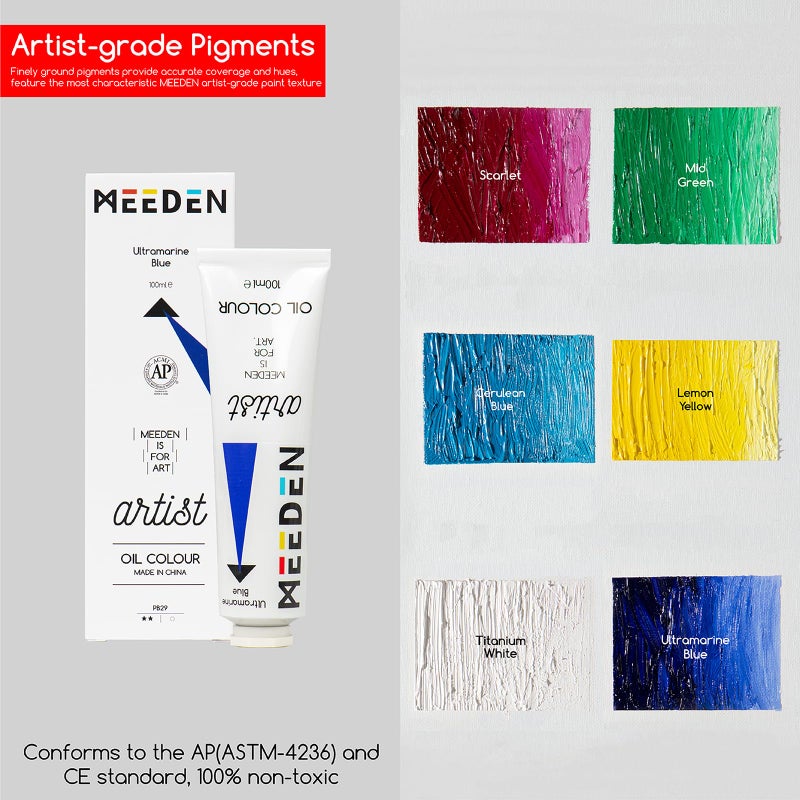 MEEDEN طقم زيت الرسم من MEEDEN، مجموعات الرسم مع صندوق حامل الرسم، مجموعة مستلزمات الرسم الاحترافية مع فرش الرسم، سكاكين اللوحة، قماش للرسم لمستلزمات الرسم للبالغين - Image 4