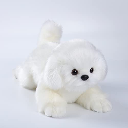 CU-MATE Maltese Stuffed Animal Simulation Dog -Realistic & Lifelike Soft Handmade Lying Dog Plush Toy Puppy -Present Gift for Boys and Girls - Image 1