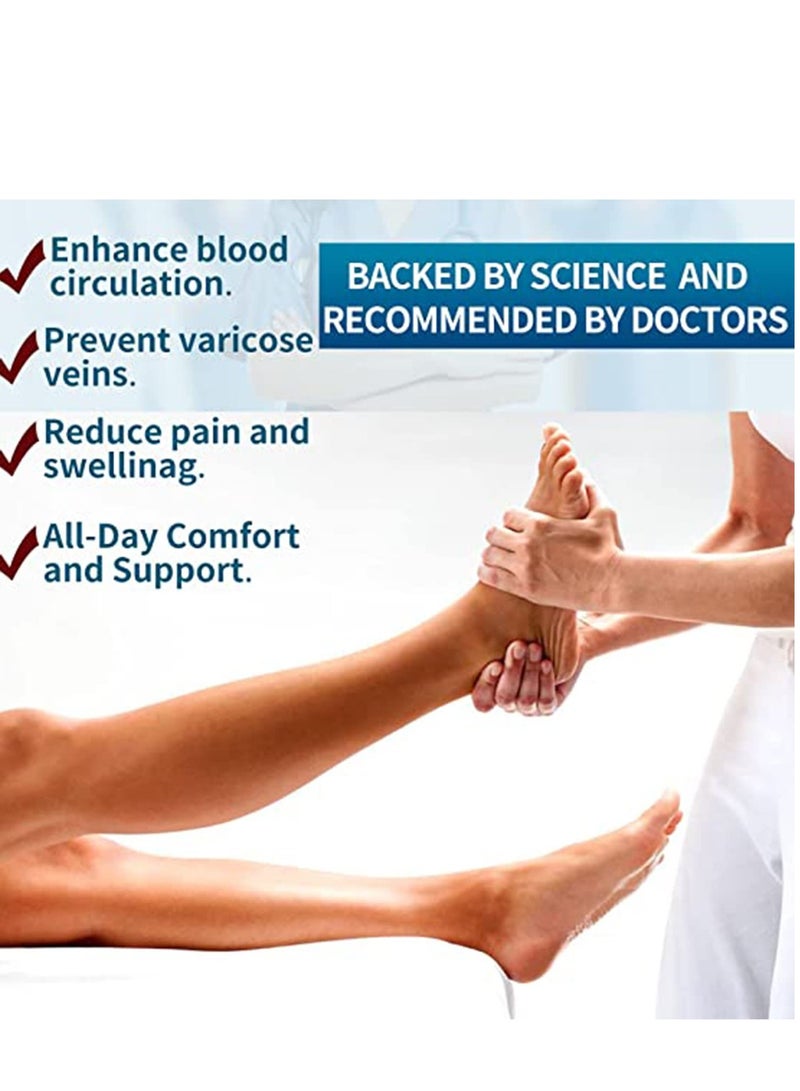 SOLARAE Compression Socks 2 Pairs 15-20Mmhg Open Toe Toeless Copper Fiber Leg Support Stocking Knee High For Women And Men L - Image 2